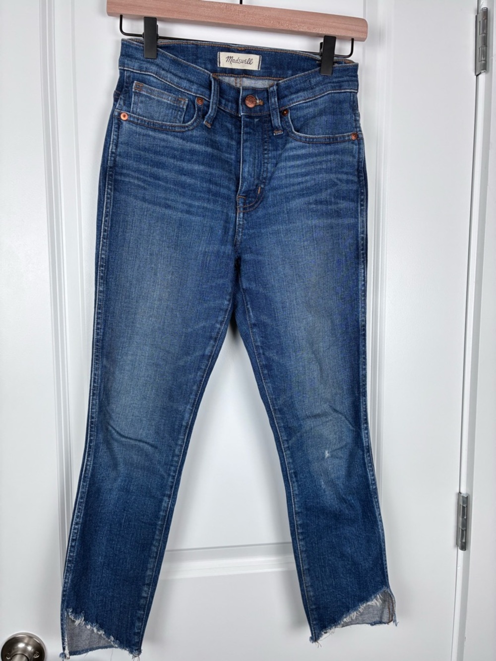 Madewell High-Rise Skinny Blue Jeans Raw Hem Size 25 Petite